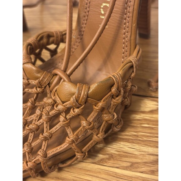 Tory Burch Helena Mesh 110mm Lace Up Pumps Heels Brown leather Strap Size 8 - Picture 8 of 16